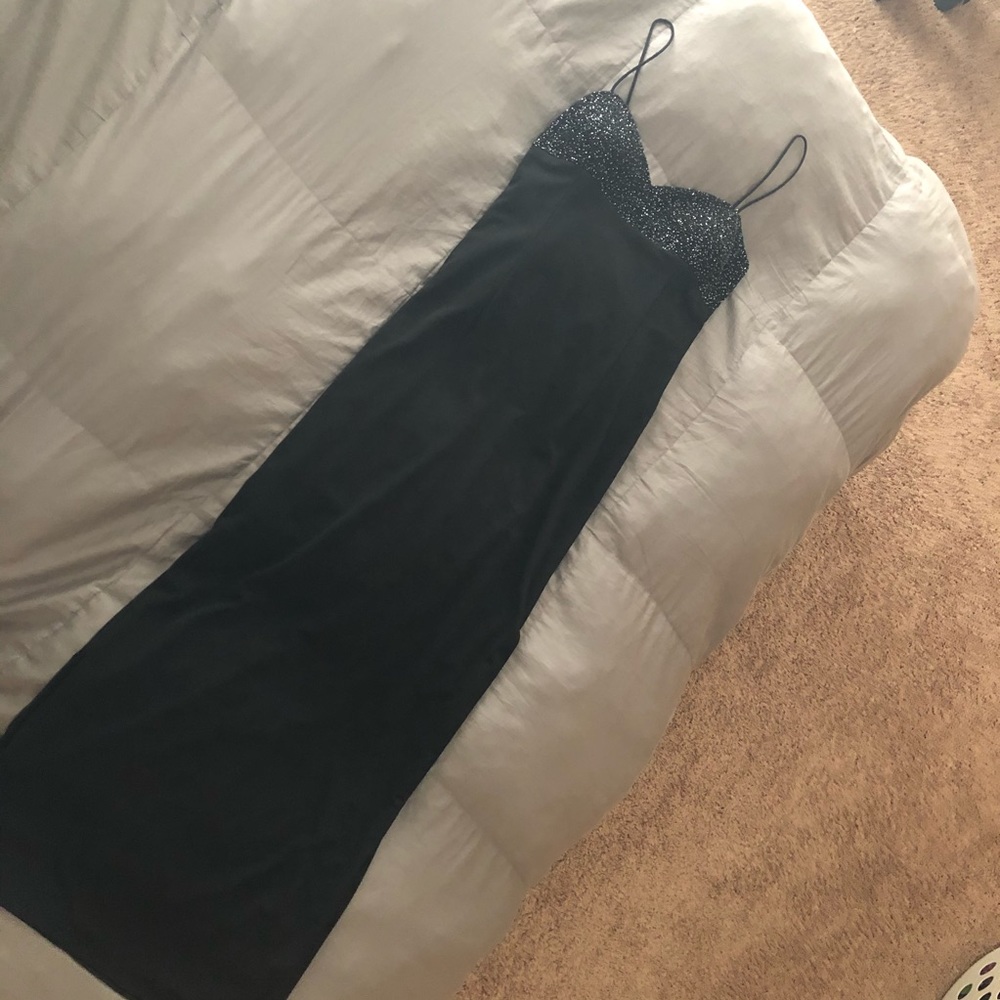 Vintage Long Black Spaghetti Strap Gown